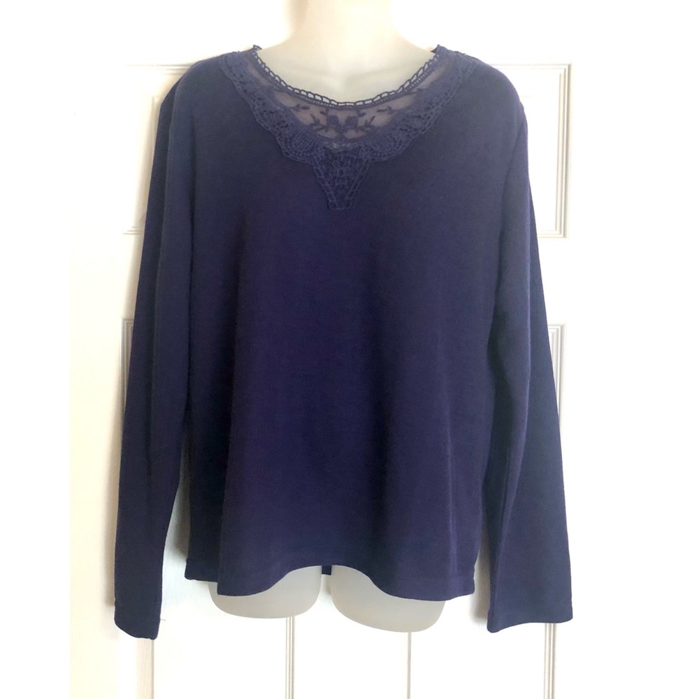Eggplant Purple Sweater with lace collar detail